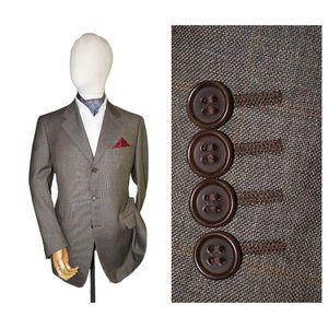 CANALI 44R GRAY WINDOWPANE BLAZER